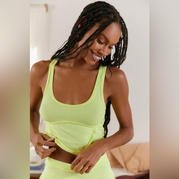 Urban Outfitters Lime Sweet Dreams Seamed Tank Top Lime Yellow - Picture 2 of 3